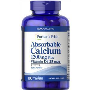 Кальций и витамин Д3, Absorbable Calcium 1200 mg with Vitamin D3 1000 IU, Puritan's Pride,100 капсул