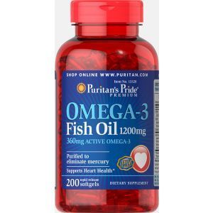 Рыбий жир Омега-3, Omega-3 Fish Oil, Puritan's Pride, 1200 мг / 200 капсул