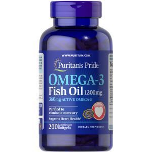 Рыбий жир Омега-3, Omega-3 Fish Oil, Puritan's Pride, 1200 мг, 360 мг активного, 200 капсул