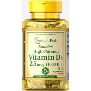 Vitamina D3, Puritan's Pride, Vitamina D3, 1.000 UI, 200 capsule