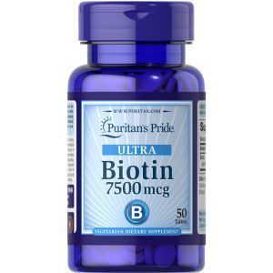 Биотин, Biotin, Puritan's Pride, 7500 мкг, 50 таблеток