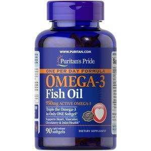 Омега-3 рыбий жир, Omega-3 Fish Oil, Puritan's Pride, 1360 мг (950 мг активного омега-3), 90 капсул