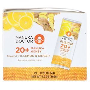 Мед Манука 20+ с лимоном и имбирем, Manuka Honey, Manuka Doctor, 24 пакетика по 7 г (Default)
