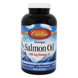 Масло лосося, Salmon Oil, Carlson Labs, норвежское, 500 мг, 300 капсул (Default)
