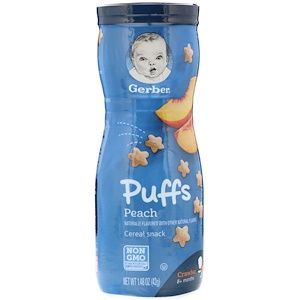 Зерновые пуфы для детей с персиком, Puffs, Gerber, 8+ месяцев, 42 г