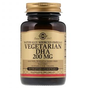 ДГК вегетарианская, Омега-3, Naturally Sourced Omega-3, Solgar, 200 мг, 50 гелевых капсул
