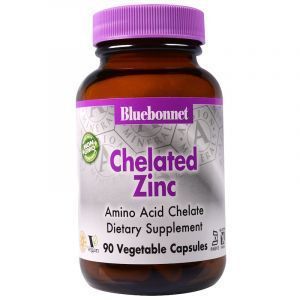 Хелатный цинк, Chelated Zinc, Bluebonnet Nutrition, 90 капсул (Default)