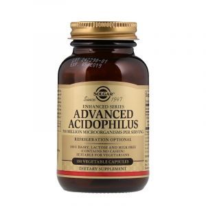 Пробиотики Ацидофил, Advanced Acidophilus, Solgar, 100 вегетарианских капсул
