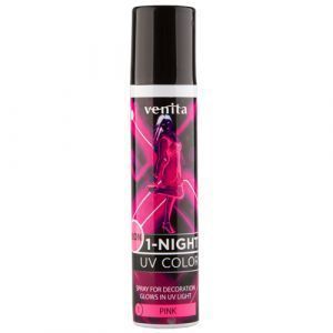 Краска-спрей для волос неоновый розовый оттенок, 1-Night UV Colouring Spray, Venita, 50 мл