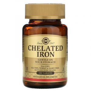 Хелат железа, Chelated Iron, Solgar, 100 таблеток
