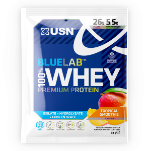 Cывороточный протеин, Blue Lab 100% Whey Premium Protein, USN, премиум-класса, вкус тропического смузи, 34 г