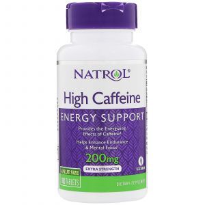 Кофеин, Caffeine, Natrol, 200 мг, 100 таблеток