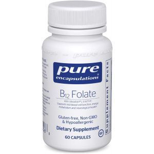 Витамин B12 и Фолат, метилкобаламин, B12 and Folate, Pure Encapsulations, 60 капсул