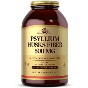 Подорожник, Psyllium Husks Fiber, Solgar, 500 мг, клетчатка шелухи, 500 вегетарианских капсул