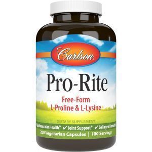 L- пролин L- лизин, Pro-Rite, Proline & Lysine, Carlson Labs, 200 вегетарианских капсул
