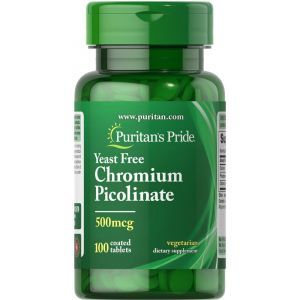 Пиколинат хрома, Chromium Picolinate, Puritan's Pride, без дрожжей, 500 мкг, 100 таблеток