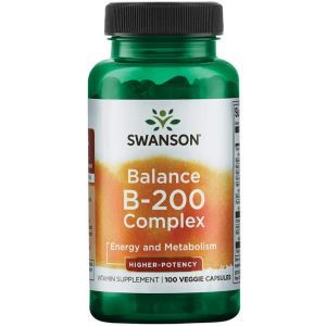 Комплекс витаминов В-200,  Balance Vitamin B-200, Swanson, высокоэффективный, 100 вегетарианских капсул