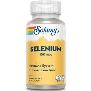 Селен, Selenium, Solaray, органически связанный, 100 мкг, 100 вегетарианских капсул
