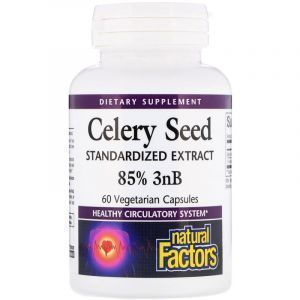 Сельдерей, Celery Seed, Natural Factors, стандартизированный экстракт семян, 60 капсул (Default)