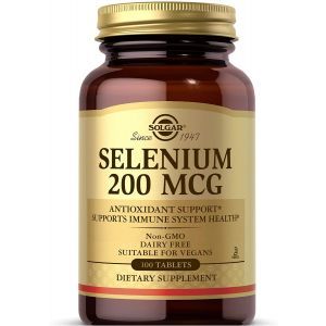 Селен, Selenium, Solgar, 200 мкг, 100 таблеток
