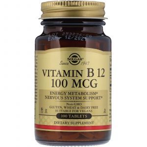 Витамин В12, Vitamin B12, Solgar, 100 мкг, 100 таблеток (Default)