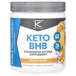 Кетоновые соли, бета-гидроксибутират, Keto BHB, KetoLogic, апельсин и манго, 249 г