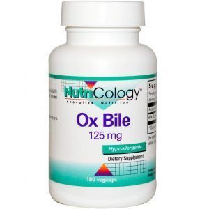 Экстракт бычьей желчи (Ox Bile), Nutricology,  125 мг, 180 капсул