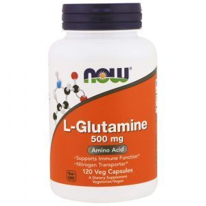Глютамин, L-Glutamine, Now Foods, 500 мг, 120 капсу