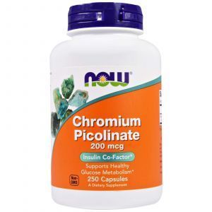 Хром пиколинат, Chromium Picolinate, Now Foods, 200 мкг, 250 ка
