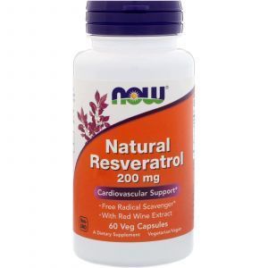 Ресвератрол (Resveratrol), Now Foods, натуральный, 200 мг, 60 кап