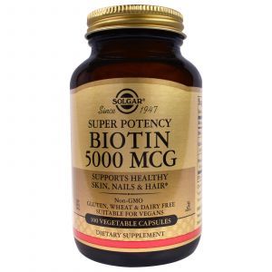 Биотин, Biotin, Solgar, 5000 мкг, 100 капс