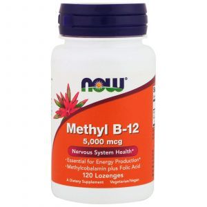 Витамин В12, Methyl B-12, Now Foods, метил, 5000 мкг, 120 леденцов