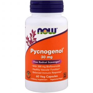 Пикногенол, Pycnogenol, Now Foods, 30 мг, 60 капсул. 