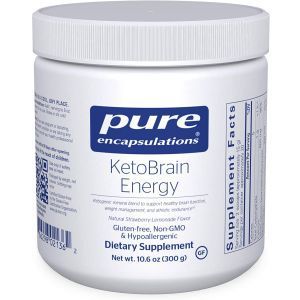 Кетоны для энергии мозга и и спортивной выносливости, KetoBrain Energy, Pure Encapsulations, клубнично-лимонадный вкус, 300 г