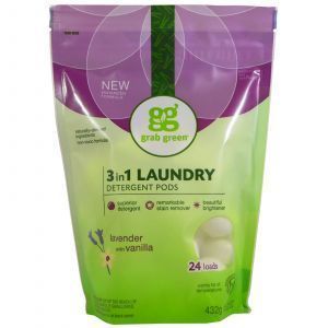 Стиральный порошок 3-в-1, ( 3-in-1 Laundry Detergent Pods), GrabGreen, 432 г