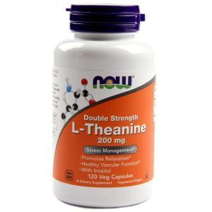 L-Теанин, L-Theanine, двойная сила, Now Foods, 200 мг, 120 к