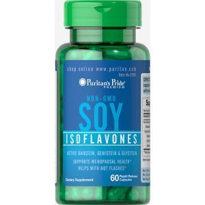 Изофлавоны сои, Soy Isoflavones, Puritan's Pride, без ГМО, 750 мг, 60 капсул быстрого высвобождения