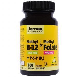 Метил B-12 и Метилфолат, Methyl B-12 & Methyl Folate, Jarrow Formulas, 1000 мкг / 400 мкг, 100 леденцов