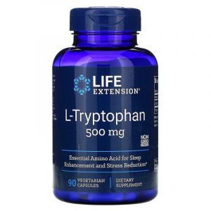  Триптофан (L-Tryptophan), Life Extension, 500 мг, 90 капсул