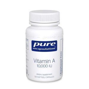 Витамин A, Vitamin A, Pure Encapsulations, из масла печени трески, поддерживает иммунное и клеточное здоровье, зрение, кости, кожу и репродуктивную функцию, 10,000 МЕ, 120 капсул