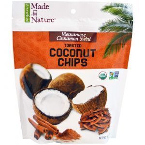 Кокосовые полоски с корицей, Toasted Coconut Chips, Made in Nature, 85 г.