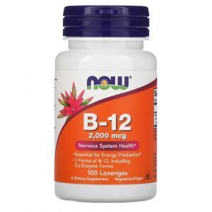 Витамин В12, Vitamin B-12, Now Foods, 2000 мкг, 100 леденцов