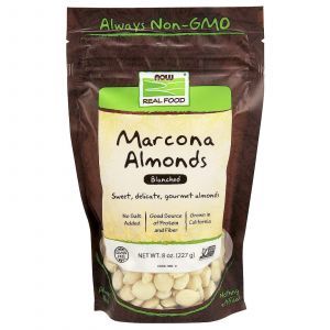 Миндальные орехи бланшерованные, (Real Food, Marcona Almonds), Now Foods, 454 г 