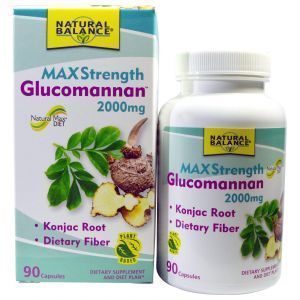 Глюкоманнан, максимальная сила, Glucomannan, Natural Balance, 2000 мг, 90 кап.
