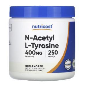 N-ацетил L-тирозин, N-Acetyl L-Tyrosine, Nutricost,  без добавок, 100 г 