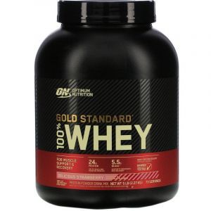 Протеин, Gold Standard 100% Whey, Optimum Nutrition, вкусная клубника, 2.27 кг