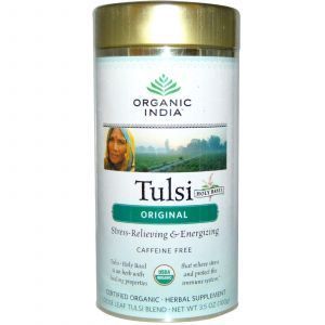 Чай Тулси с базиликом, Tulsi Holy Basil Tea, Organic India, 100 г