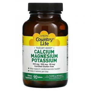 Кальций магний калий, Target-Mins, Calcium Magnesium Potassium, Country Life, 90 таблеток
