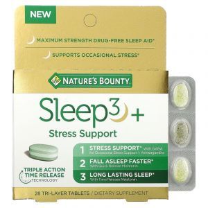 Формула для сна и поддержка при стрессе, Sleep3+, Nature's Bounty, 28 трехслойных таблеток
