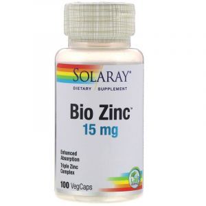 Био цинк, Bio Zinc, Solaray, 100 капсул